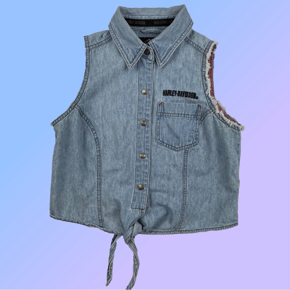 Harley Davidson Cropped Denim Top